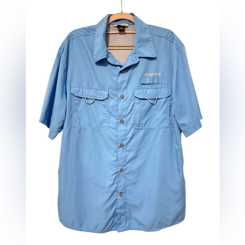Field & Steam Outdoor‎ Sport Fishing Shirt Rod Keeper Short Sleeve Blue Medium
